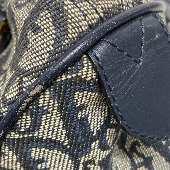 Auth DIOR/ChristianDior Trotteur Navy Cream PVC Patent Leather Handbag - Picture 15 of 16